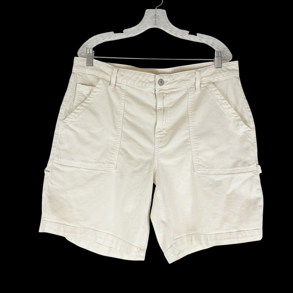 American Eagle Carpenter Shorts Womens 16 White Ivory‎ Stretch High Waist Preppy